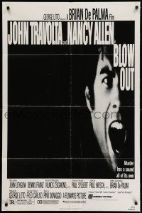 7h131 BLOW OUT 1sh '81 John Travolta & Nancy Allen, directed by Brian De Palma!