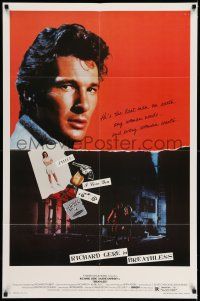 7h169 BREATHLESS 1sh '83 Richard Gere, sexy Valerie Kaprisky, Art Metrano!