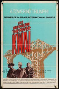 7h172 BRIDGE ON THE RIVER KWAI 1sh R72 William Holden, Alec Guinness, David Lean classic!