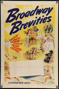 7h177 BROADWAY BREVITIES 1sh '42 Warner Bros, Vitaphone shorts, great artwork!