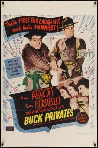 7h184 BUCK PRIVATES 1sh R53 Bud Abbott & Lou Costello dancing with Jane Frazee!