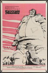 7h217 CHIMES AT MIDNIGHT 1sh '67 Campanadas a Medianoche, Orson Welles as Shakespeare's Falstaff