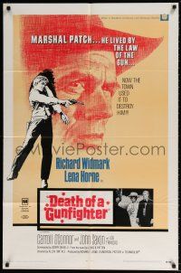 7h251 DEATH OF A GUNFIGHTER 1sh '69 art of Richard Widmark, he lived by the law of the gun!