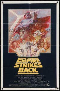 7h289 EMPIRE STRIKES BACK 1sh R81 George Lucas sci-fi classic, cool art by Tom Jung!