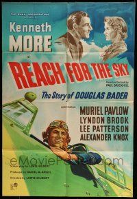 7h008 REACH FOR THE SKY English 1sh '57 cool images of pilot Kenneth More, airplanes!