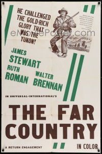 7h306 FAR COUNTRY 1sh R60s cool art of James Stewart with rifle, directed by Anthony Mann!