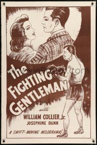 7h313 FIGHTING GENTLEMAN 1sh R1940s William Collier, Jr., cool boxing artwork!