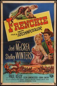 7h343 FRENCHIE 1sh '51 sexy lace-trimmed Shelley Winters with sheriff Joel McCrea!