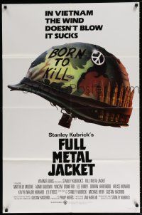 7h353 FULL METAL JACKET advance 1sh '87 Stanley Kubrick Vietnam War movie, Castle art!
