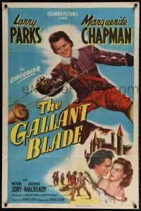 7h358 GALLANT BLADE 1sh '48 swordsman & lover Larry Parks & Marguerite Chapman in France!
