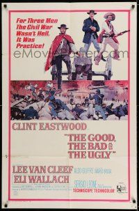 7h380 GOOD, THE BAD & THE UGLY 1sh '68 Clint Eastwood, Lee Van Cleef, Wallach, Leone classic!