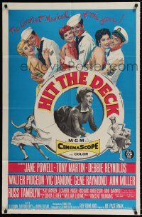 7h409 HIT THE DECK 1sh '55 Debbie Reynolds, Jane Powell, Tony Martin, Walter Pidgeon, Ann Miller