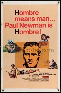 7h411 HOMBRE 1sh '66 Paul Newman, Martin Ritt, Fredric March, it means man!