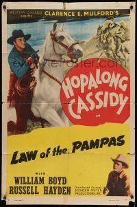 7h412 HOPALONG CASSIDY style C 1sh '47 art of William Boyd, Law of the Pampas!