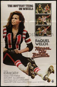 7h449 KANSAS CITY BOMBER 1sh '72 sexy roller derby girl Raquel Welch, the hottest thing on wheels!