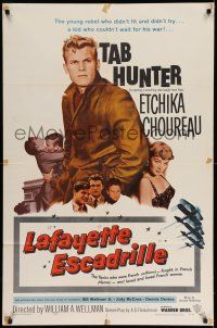 7h473 LAFAYETTE ESCADRILLE 1sh '58 Tab Hunter was a young rebel who couldn't wait for WWI!