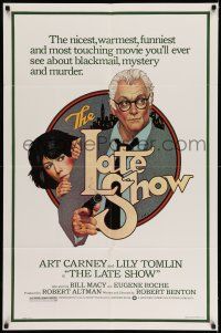 7h488 LATE SHOW 1sh '77 great artwork of Art Carney & Lily Tomlin by Richard Amsel!