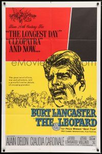 7h502 LEOPARD 1sh '63 Luchino Visconti's Il Gattopardo, cool art of Burt Lancaster!