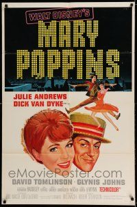 7h550 MARY POPPINS style A 1sh '64 Julie Andrews & Dick Van Dyke in Disney's musical classic!