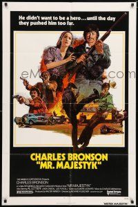 7h592 MR. MAJESTYK style B 1sh '74 Charles Bronson, written by Elmore Leonard!