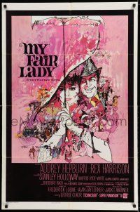 7h598 MY FAIR LADY 1sh '64 classic art of Audrey Hepburn & Rex Harrison by Bob Peak!