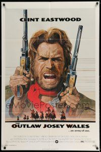 7h637 OUTLAW JOSEY WALES 1sh '76 Clint Eastwood is an army of one, cool cowboy art!