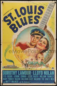 7h735 ST. LOUIS BLUES style A 1sh '39 great close up image of sexy Dorothy Lamour & Lloyd Nolan!
