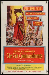 7h847 TEN COMMANDMENTS 1sh '60 art of Charlton Heston & Yul Brynner, Cecil B. DeMille!