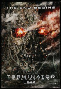 7h856 TERMINATOR SALVATION teaser 1sh '09 Christian Bale, Sam Worthington, the end begins!