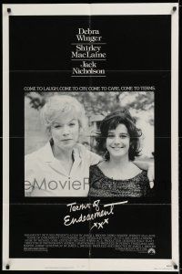 7h857 TERMS OF ENDEARMENT 1sh '83 great close up of Shirley MacLaine & Debra Winger!