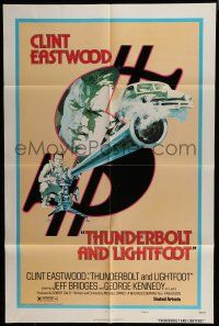 7h885 THUNDERBOLT & LIGHTFOOT style D 1sh '74 art of Clint Eastwood with HUGE gun by Arnaldo Putzu!