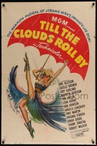 7h888 TILL THE CLOUDS ROLL BY style C 1sh '46 great art of sexy dancing girl with umbrella!