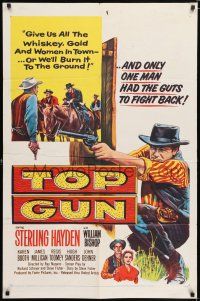 7h901 TOP GUN 1sh '55 only Sterling Hayden had the guts to fight back!