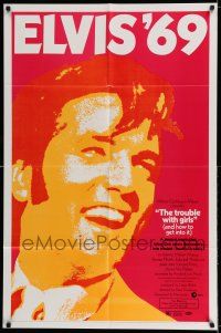 7h918 TROUBLE WITH GIRLS 1sh '69 great gigantic close up art of smiling Elvis Presley!