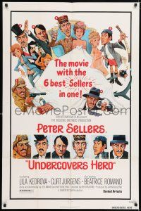 7h929 UNDERCOVERS HERO 1sh '75 Peter Sellers in 6 roles, great wacky artwork!