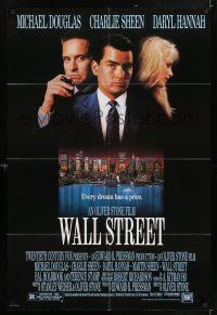 7h952 WALL STREET 1sh '87 Michael Douglas, Charlie Sheen, Daryl Hannah, Oliver Stone!
