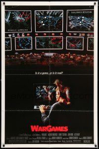 7h955 WARGAMES 1sh '83 Matthew Broderick plays video games to start World War III!