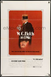 7h949 W.C. FIELDS & ME 1sh '76 Rod Steiger, Perrine, biography, great artwork holding cocktail!