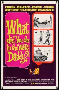 7h963 WHAT DID YOU DO IN THE WAR DADDY 1sh '66 James Coburn, Blake Edwards, funny design!
