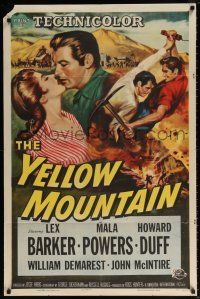 7h992 YELLOW MOUNTAIN 1sh '54 art of Lex Barker & Howard Duff fighting over sexy Mala Powers!