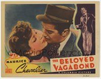 7j089 BELOVED VAGABOND LC '36 romantic c/u with pretty Betty Stockfeld, border art of Chevalier!