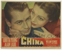 7j131 CHINA LC '43 best super close up of Alan Ladd & worried Loretta Young!