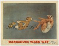 7j165 DANGEROUS WHEN WET LC #5 '53 best image of Esther Williams swimming with Tom & Jerry!
