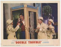 7j191 DOUBLE TROUBLE LC #4 '67 Elvis Presley in phone booth while three detectives question him!