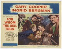 7j241 FOR WHOM THE BELL TOLLS LC #8 R57 c/u of Gary Cooper & Ingrid Bergman, Ernest Hemingway!