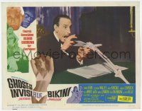 7j262 GHOST IN THE INVISIBLE BIKINI LC #8 '66 Basil Rathbone scared when skeleton grabs his paper!