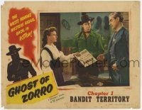 7j263 GHOST OF ZORRO chapter 1 LC #2 '49 Clayton Moore & Pamela Blake with Zorro reward poster!