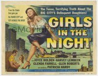 7j267 GIRLS IN THE NIGHT TC '53 great art of barely dressed sexy smoking bad girl Joyce Holden!