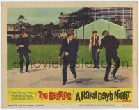 7j282 HARD DAY'S NIGHT LC #2 '64 great image of all four Beatles clowning around outdoors!
