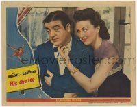 7j298 HIT THE ICE LC '43 super close up of pretty Ginny Simms trying to cheer up sad Lou Costello!